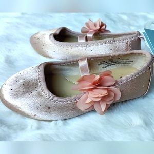 Cat & Jack; Little Girls Ballet style dressy shoes- Rose Sparkle; size 7t